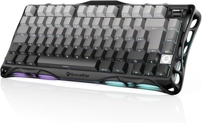 GravaStar Mercury K1 Gaming Tastatur QWERTZ Tri-Mode RGB Hot Swap Schwarz