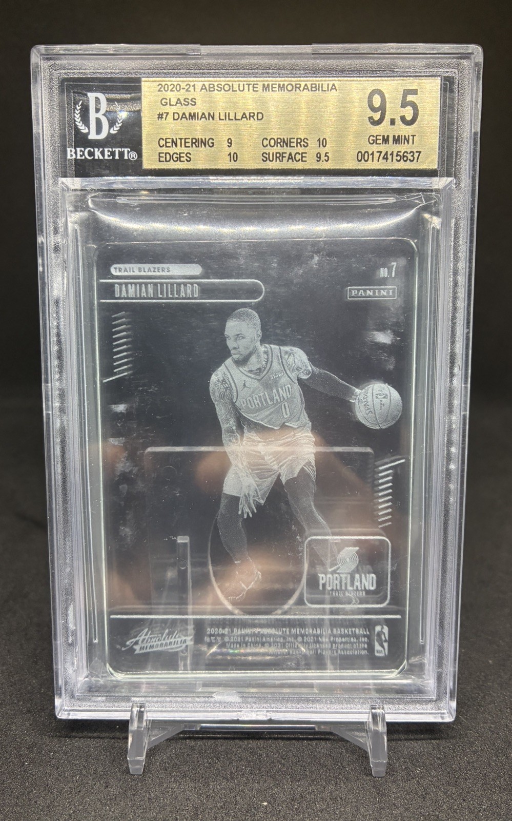 Damian Lillard 2020-21 Panini Absolute #7 Glass SSP BGS 9.5
