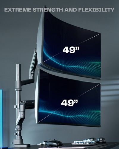 VIVO Pneumatic Arm Dual Ultrawide Monitor Desk Mount for Computer Screens to 49" - 第 2/8 張圖片