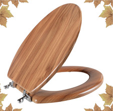 Asiento inodoro alargado madera bisagras zinc anti pellizco f cil limpiar instal