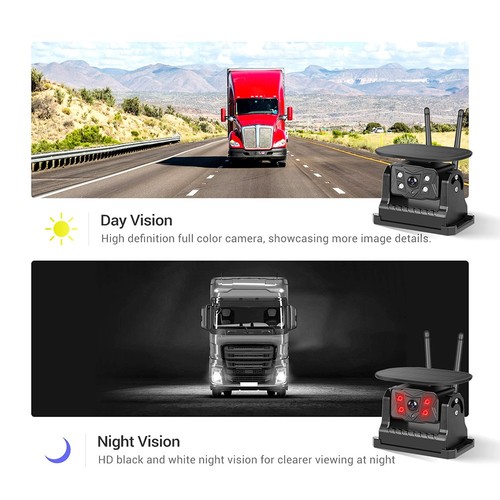 7" Quad DVR Monitor Wireless Magnetic Battery Hitch Solar Reversing Camera 1080P - Picture 9 of 18