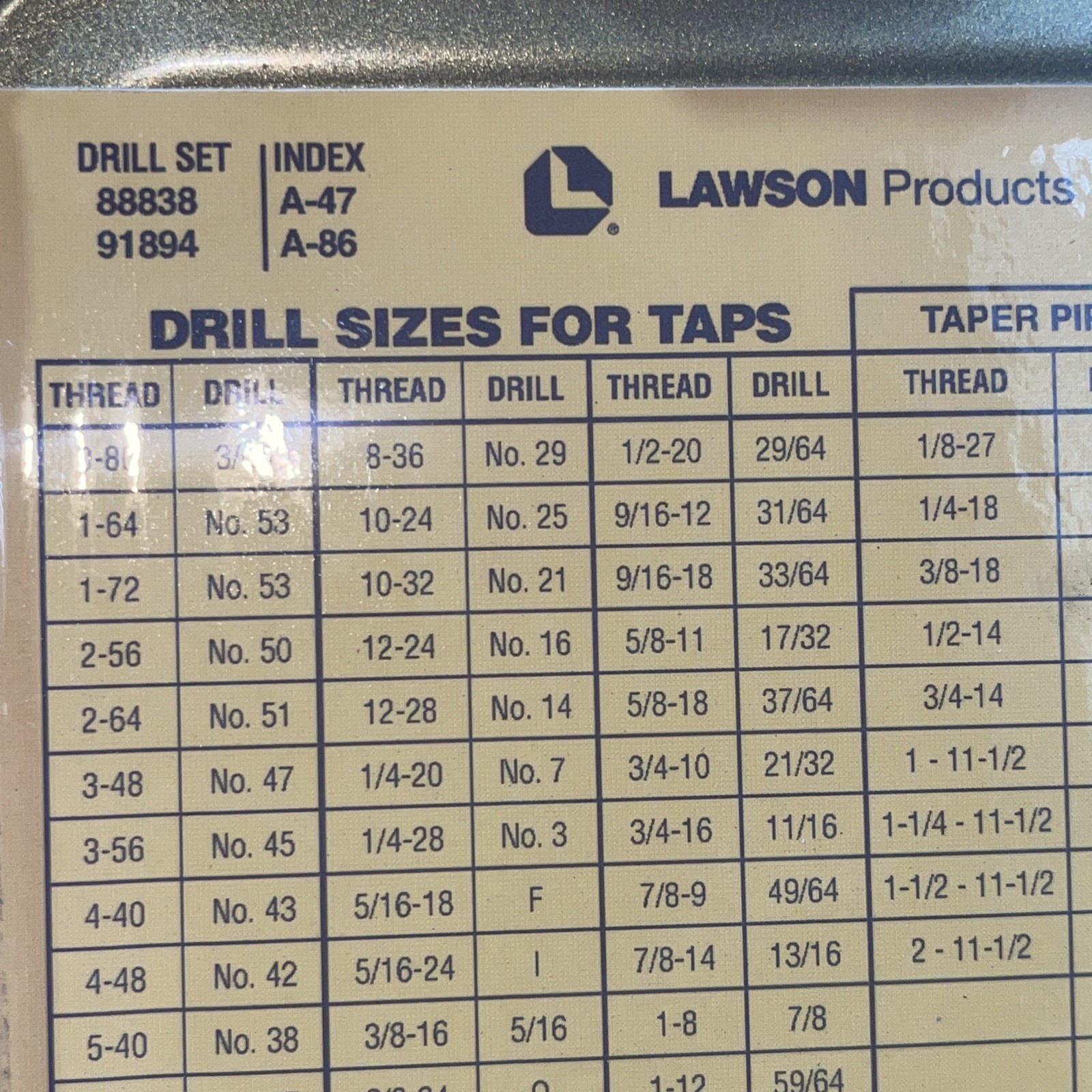 NOS Lawson USA 8 Piece Regency Aligning Reamer & Drill Bit Set HSS Gold ...