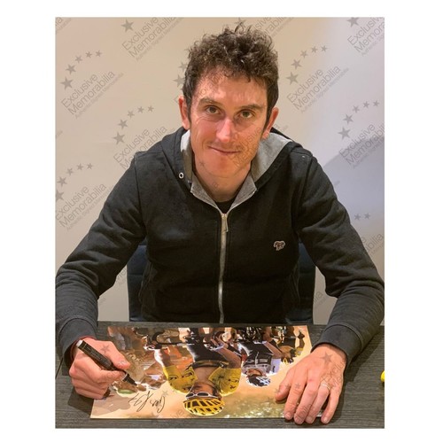 Foto firmata Geraint Thomas Tour de France 2018: angolo olandese. Cornice Deluxe - Foto 2 di 5