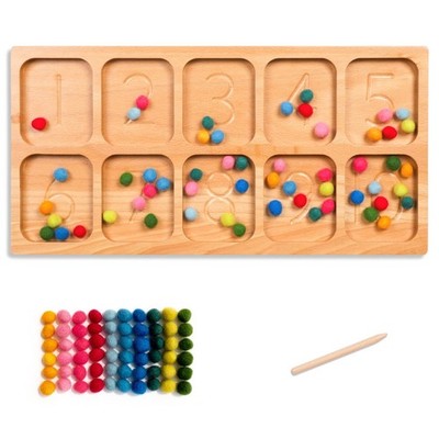 BLUE GINKGO Number Sorting Tray - Wooden Counting, Sorting and Number Tracing...
