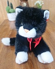 TY Classic Plush Boots the Black & White Cat red bow 8-10 inch 1997