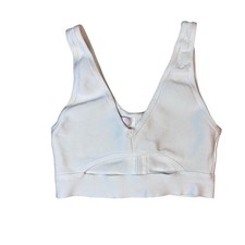 House of CB London Ivory White Bandage Ribbed V-Neck Cutout Crop Top Womens S