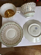 2 TASSES Et SOUS TASSE PORCELAINE DE LIMOGES OR