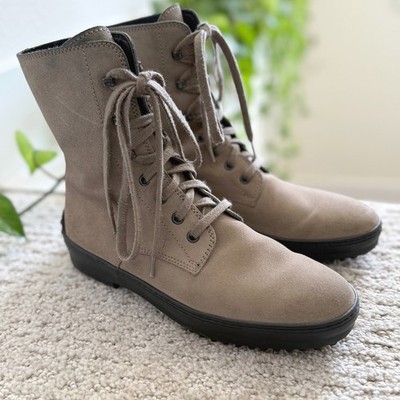 Tod's WINTER GOMMINO Suede Leather Ankle Boots Lace Up Taupe WOMEN 37.5 7.5