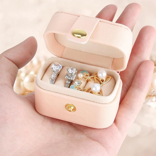 Small Travel Jewelry Box For Ring Stud Earring, Mini Holder Pink - Foto 1 di 9