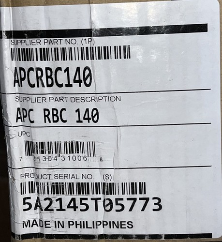 APC APCRBC140 REPLACEMENT BATTERY CARTRIDGE VRLA BATTERY 5.1AH 192VDC PACK OF 2 - 第 4/4 張圖片