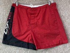 Vintage Polo Sport Ralph Lauren Swim Shorts Red Black Spellout RL-67 Mens Large