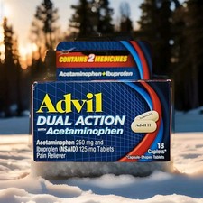 Advil Dual Action with Ibuprofen & Acetaminophen Combo 18 Caplets - Exp 01/2026