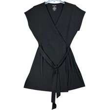 NEW Nine West Petite Wrap Dress PL Mineral Black V-Neck Tie Waist WW23Y018ES