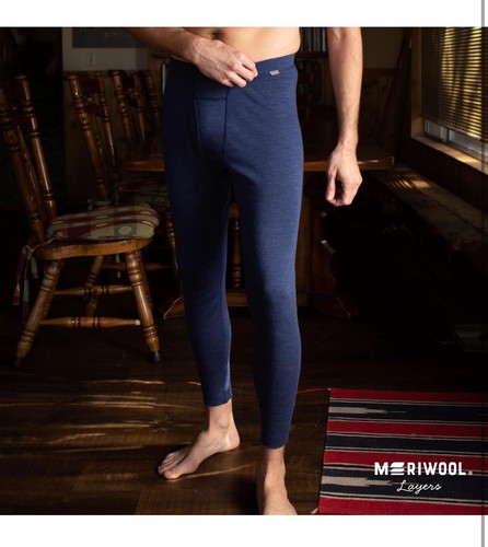 New MERIWOOL Mens Base Layer 100% Merino Wool Thermal Pants Large Sea Stripe - Picture 4 of 10