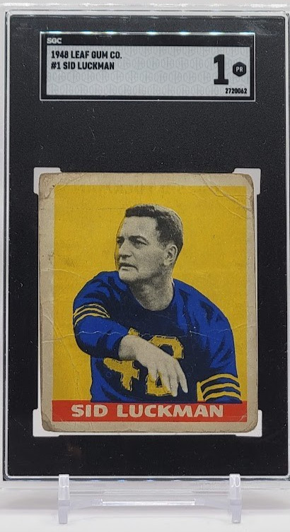 1948 Leaf #1 Sid Luckman Rookie RC HOF Chicago Bears SGC 1