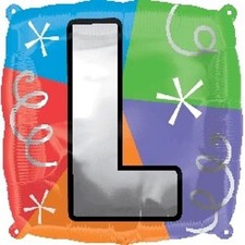 Designer Square Letter Balloon "L" Square Shape 18" Foil Balloon Packaged 