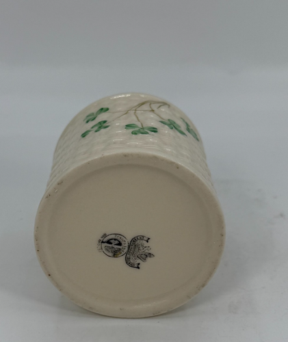 DE COLECCIÓN BELLEEK TRÉBOL TEJIDO DE CESTA TARRO DE MERMELADA Y TAPA MARCA NEGRA - Imagen 10 de 14