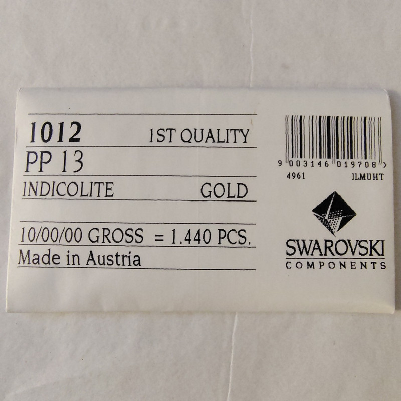 Vintage Swarovski 1012 PP13 2mm Indicolite Gold Chatons 10 Gross Uncounted W/ Pk