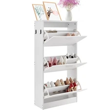 Uimoso Shoe Cabinet with 3 Flip Drawers Shoe Storage Cabinet for Entryway