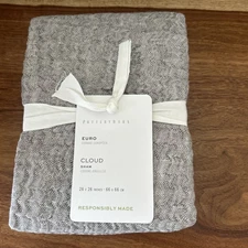 POTTERY BARN 26 in x 26 in CLOUD COTTON/LINEN PILLOW SHAM, EURO ~Gray