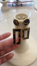 Leopard Print Rectangle Ear Hoop Dangle Earrings Lightweight
