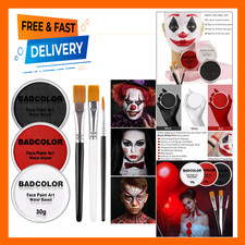Face Paint Set Water Based White Black Red Clown Joker Face Body Paint Kit with