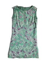Vintage Women  s Dress Green Pink Floral Adele Simpson 14-16 Y2K