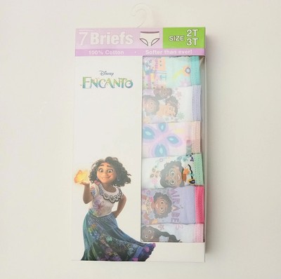 Disney Girls' Encanto 7-Pack 100% Combed Cotton Underwear Sizes 2T / 3T