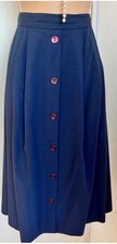 Sz 18 Dunedin mock button front elastic back waist loose pleat front midi skirt