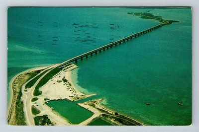 Key West FL-Florida, Bridge, Aerial View, Bahia Honda  Vintage Souvenir Postcard