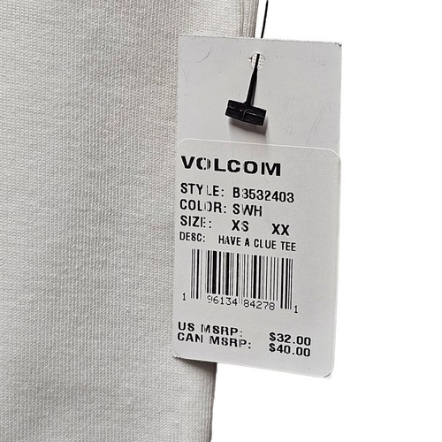 NEW Volcom Stone Have A Clue White Tee Shirt Size XS - Picture 8 of 8