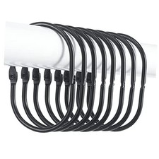 Shower Curtain Rings, 12 Pcs Shower Curtain Hooks, Oval Snap 12 Pack Black