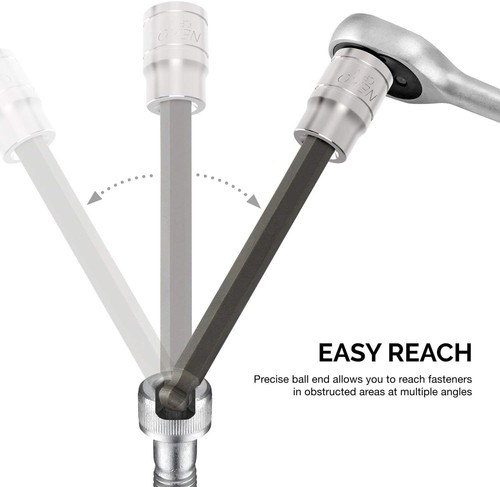 10072A 3/8-Inch Drive Extra Long Allen Hex Bit Socket Set, SAE, 1/8-Inch - 3/... - Picture 3 of 9