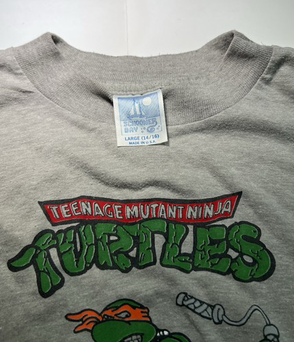 Vintage TMNT Michelangelo Kick Some Shell T Shirt Youth L USA 90s - Picture 4 of 8