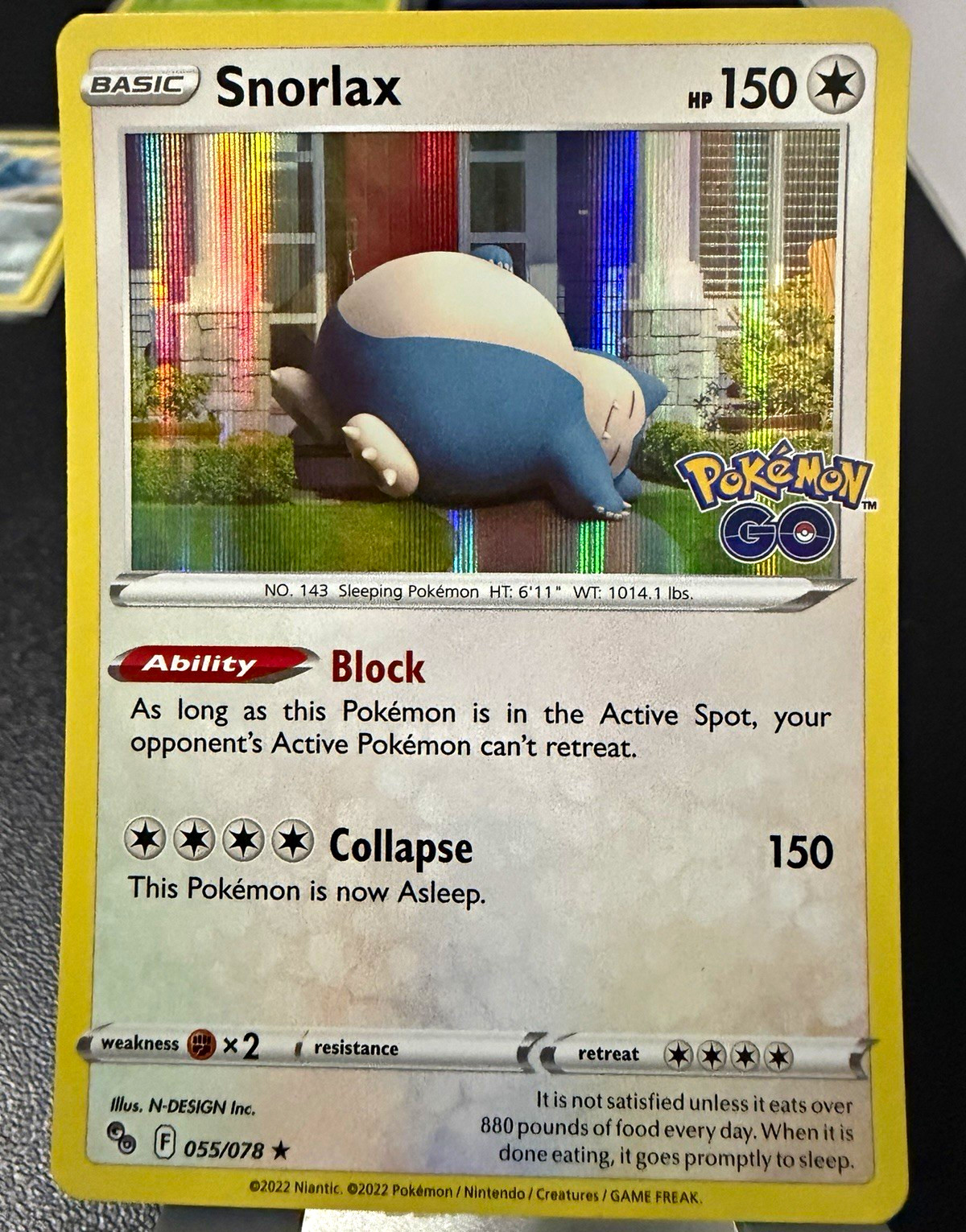 The Pokémon Company Snorlax 055/078 Pokémon GO Holo Rare English 150 HP
