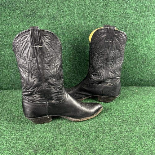 Vintage Nocona 7501 Black Deertan Leather Cowboy Western Mens Boots Size 11 D - Picture 5 of 9