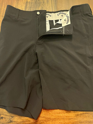 Callaway Men's Black Golf Shorts 34W Flat Front Stretch Belt Loops