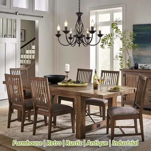 6-Light Farmhouse Candle Chandelier for Living Room, Rustic Industrial Pendant C - Picture 7 of 7