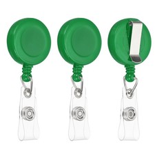 Retractable Badge Holder Reel Round, 3 Pcs Badge Reels, Dark Green