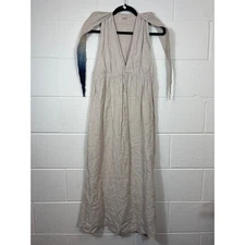 Kapital Midi Dress Womens Small Beige Linen Sleeveless A-Line Minimalist Summer