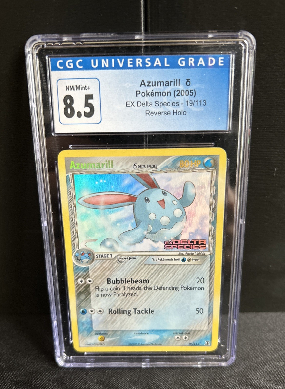 CGC 9 MINT Azumarill EX Delta Species 19/113 Reverse Holo Stamped -old Label 8.5
