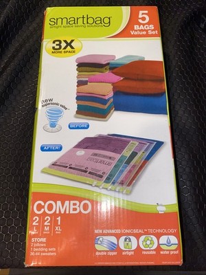 NEW 5 BAGS Smart Design SmartBag Instant Space Saver Storage Cube Airtight