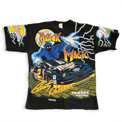 Rusty Wallace Black Magic AOP Vintage Nascar Shirt XL Racing All Over USA