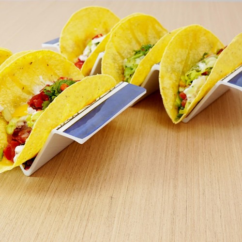 Taco Holder Stands, 9.25" Large Melamine Taco Serving Rack Tray with Handle, ... - Bild 6 von 7