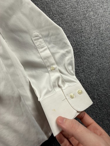Brooks Brothers algodón abotonado sin planchar 15,5 34/35 blanco bolsillo liso para hombre - Imagen 18 de 18