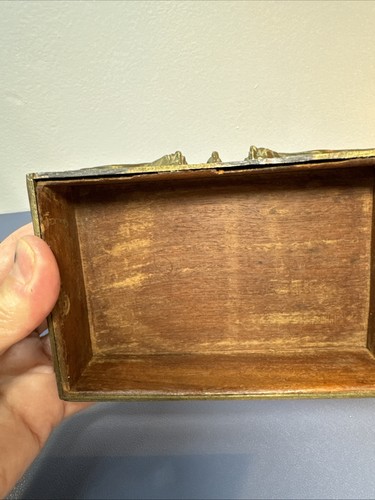 ATQ Asian Metal Brass Jewelry Trinket Box Dragon Relief 5x3” China - Picture 12 of 17