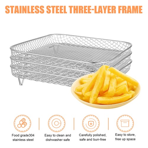  3 Pcs Multi-layer Dehydrator Racks Stainless Steel Air Fryer Stacking - Bild 4 von 11