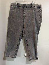 Terra  Sky Womens Plus Size 2X 20W-22W Gray Denim Capri Jeggings