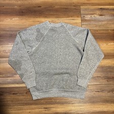 Vintage 70s Healthknit Grey Pullover Blank Sweatshirt Distressed Size Small