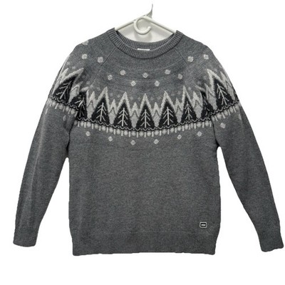 Helly Hansen Wool Blend Fair Isle Sweater Sweatshirt Pullover Gray Mountains M